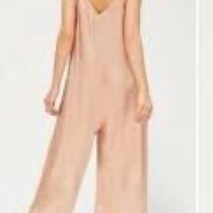 Lacausa Santi satin jumpsuit pale pink